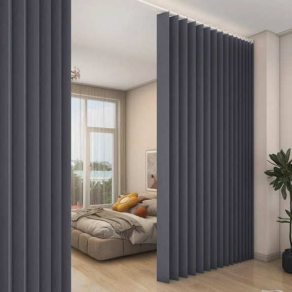 Rosnek Room Divider Curtain, Vertical Sense Privacy Drapes Door Curtains Closet Curtains with Hooks for Living Room Bedroom, 100"x 84", Dark Gray, 1 Panel