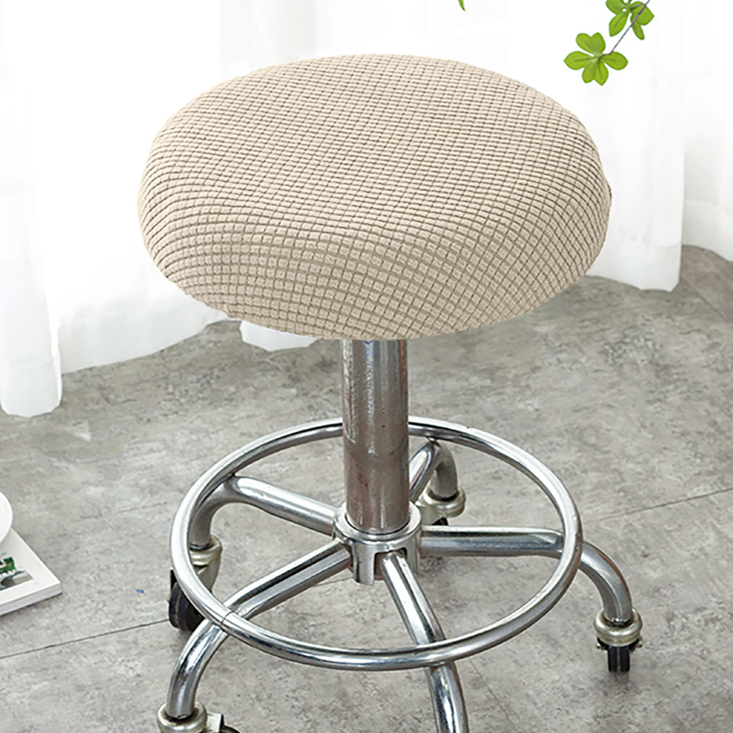 Rosnek Round Bar Stool Cover Washable Stool Cushion Slipcover Elastic Bar Chair Cover Beige Walmart