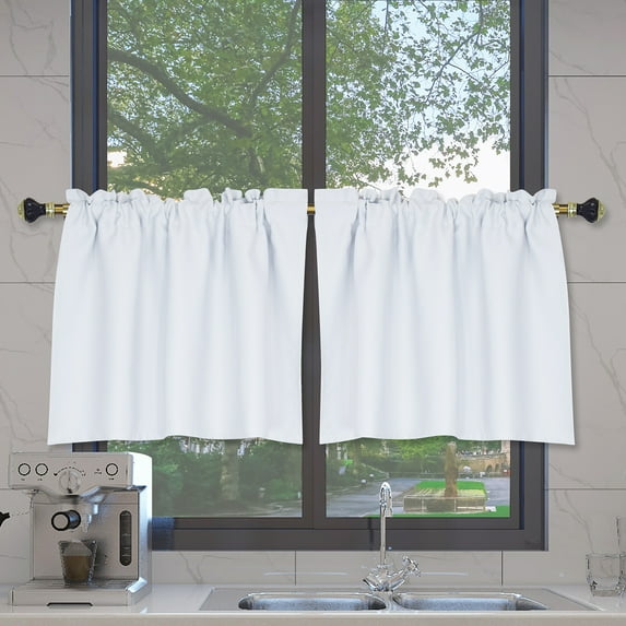 Rosnek Short Curtains Blackout Solid Kitchen Curtains Rod Pocket for Living Room Door Window Blinds Kitchen Curtains Home Decoration