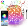 thumbnail image 1 of Rosnek Smart RGB Fairy String Light, 32.8ft USB Multi Color Changing Music Copper Wire String Lights Waterproof for Bedroom Christmas Indoor Outdoor Decoration, 1 of 10
