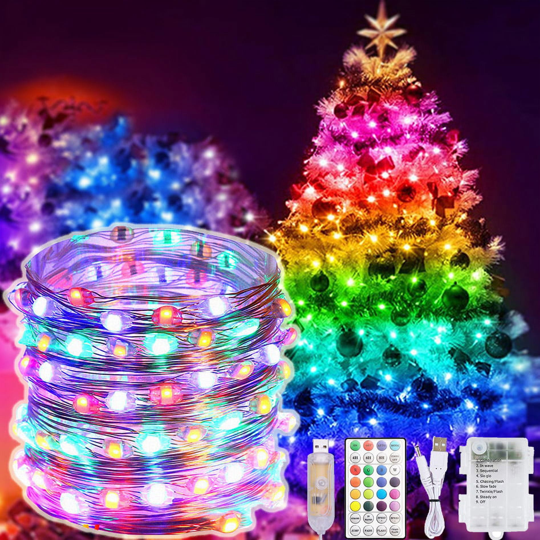 Multi-Colored String Lights,66Ft 200LEDs Color Changing Outdoor String  Lights Rope Lights For Christmas Decoration,Multi-Colored