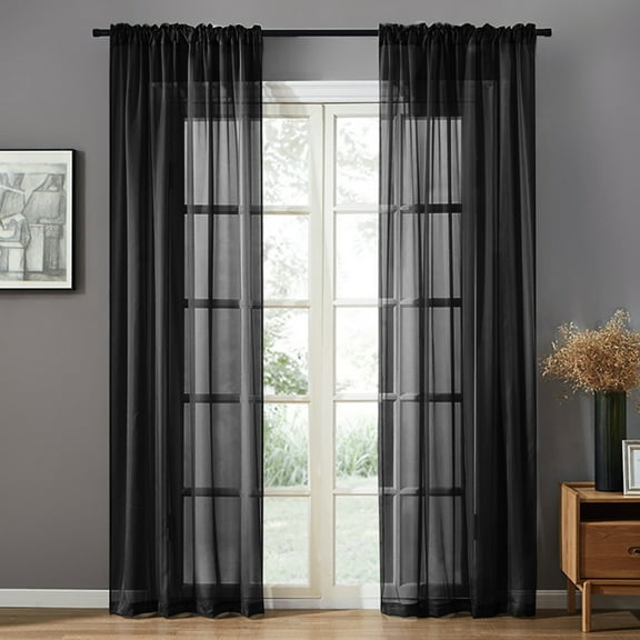 Rosnek Solid Tulle Sheer Window Curtains Modern Chiffon Sheer Voile Curtain For Living Room Bedroom Decoration Window Screening
