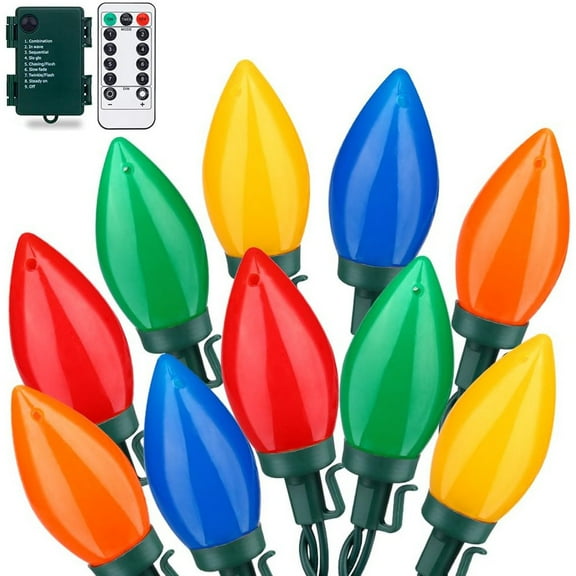 Rosnek Strawberry Christmas String Lights with Remote Control, 16.4Ft 20LEDs Battery Powered Fairy Christmas Lights Outdoor Indoor Party Xmas Tree Decorations