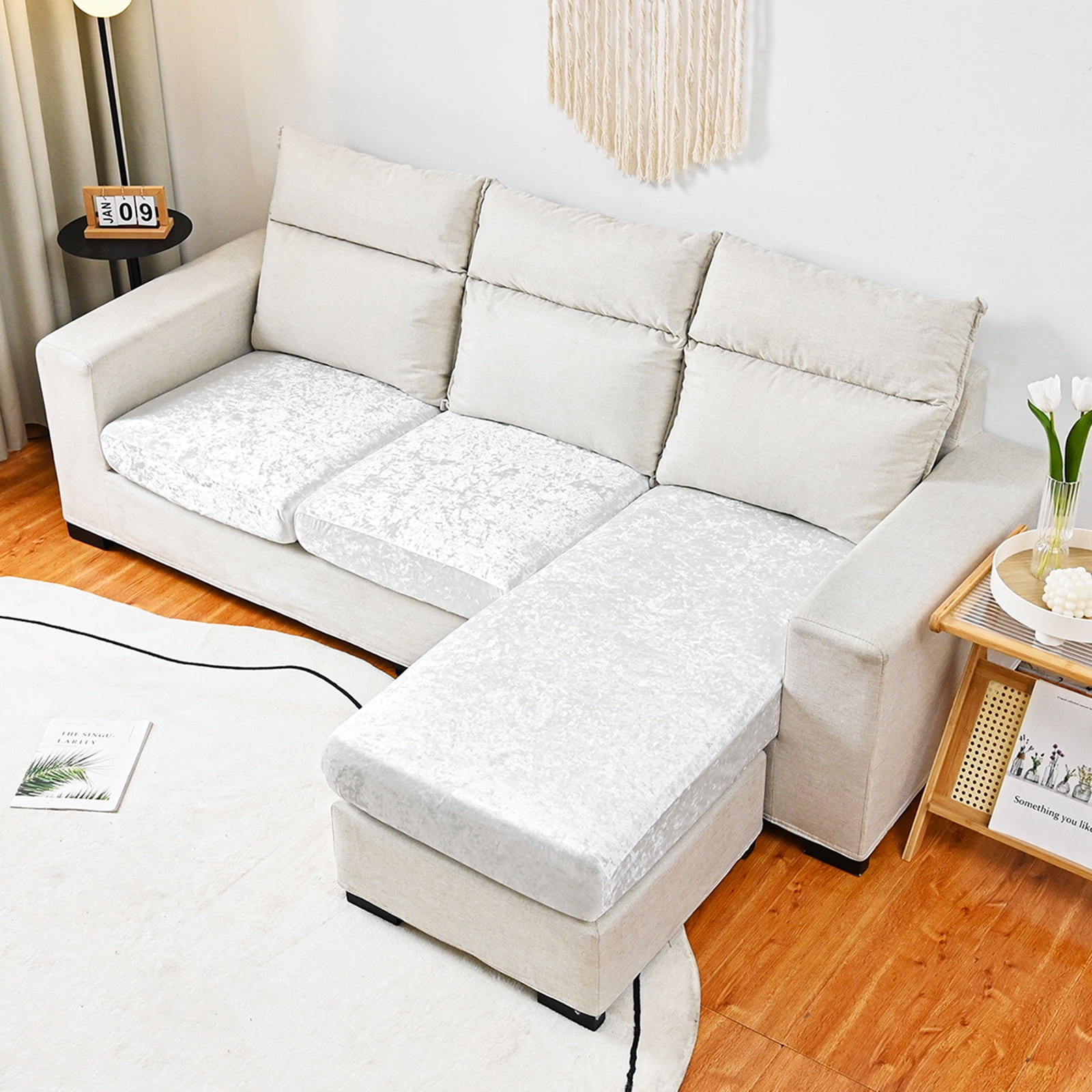 Rosnek Stretch Crushed Velvet Couch Cushion Cover, Sofa Slipcover Protector Sofa Seat Cover with