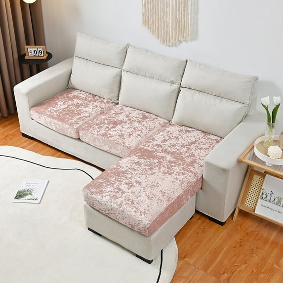 Rosnek Stretch Crushed Velvet Couch Cushion Cover, Sofa Slipcover Protector Sofa Seat Cover with Elastic Bottom