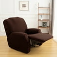thumbnail image 1 of Rosnek Stretch Recliner Slipcover with Pockets Furniture Chair Cover, Brown (4 Pieces), 1 of 8