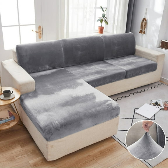Rosnek Stretch Velvet Couch Covers Sofa Slipcover for 1/2/3/4 Seater Sofa Cushion Covers Furniture Protector