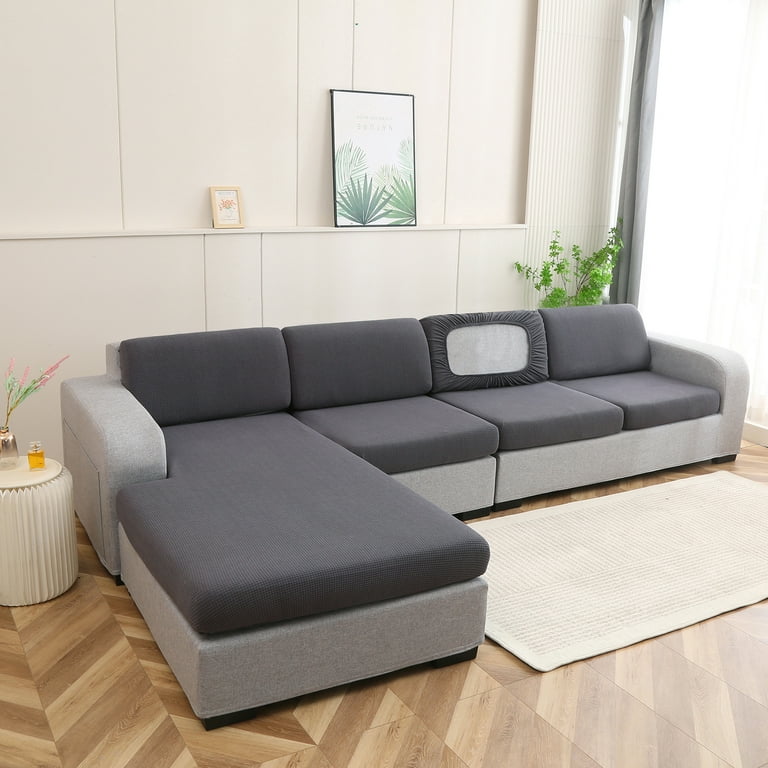 Rosnek Stretch Waterproof Couch Cushion Cover Extra Large Sofa Cushion Cover Sofa Seat Slipcover Furniture Protector 1 Piece Gray