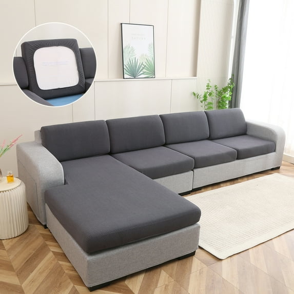Rosnek Universal Sofa Slipcover, Stretch Couch Cushion Covers Wear-Resistant Sectional Sofa L Shape Sofa Seat Covers Furniture Protector, 1 Piece, Gray