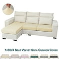 thumbnail image 1 of Rosnek Velvet Stretch Couch Cushion Cover Plush Cushion Slipcover Sofa Seat Cover Furniture Protector, 1 of 7