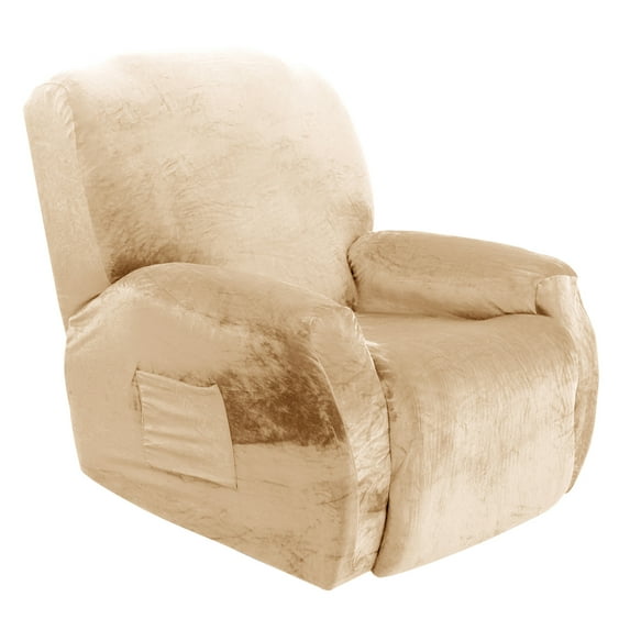 Rosnek Velvet Stretch Recliner Slipcovers, 4-Pieces Recliner Chair Covers Non Slip Soft Couch Sofa Cover Washable Furniture Protector