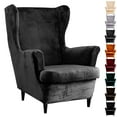 Rosnek Wingback Chair Covers 2 Piece Set, Velvet Wing Chair Slipcover Stretch Armchair Cover