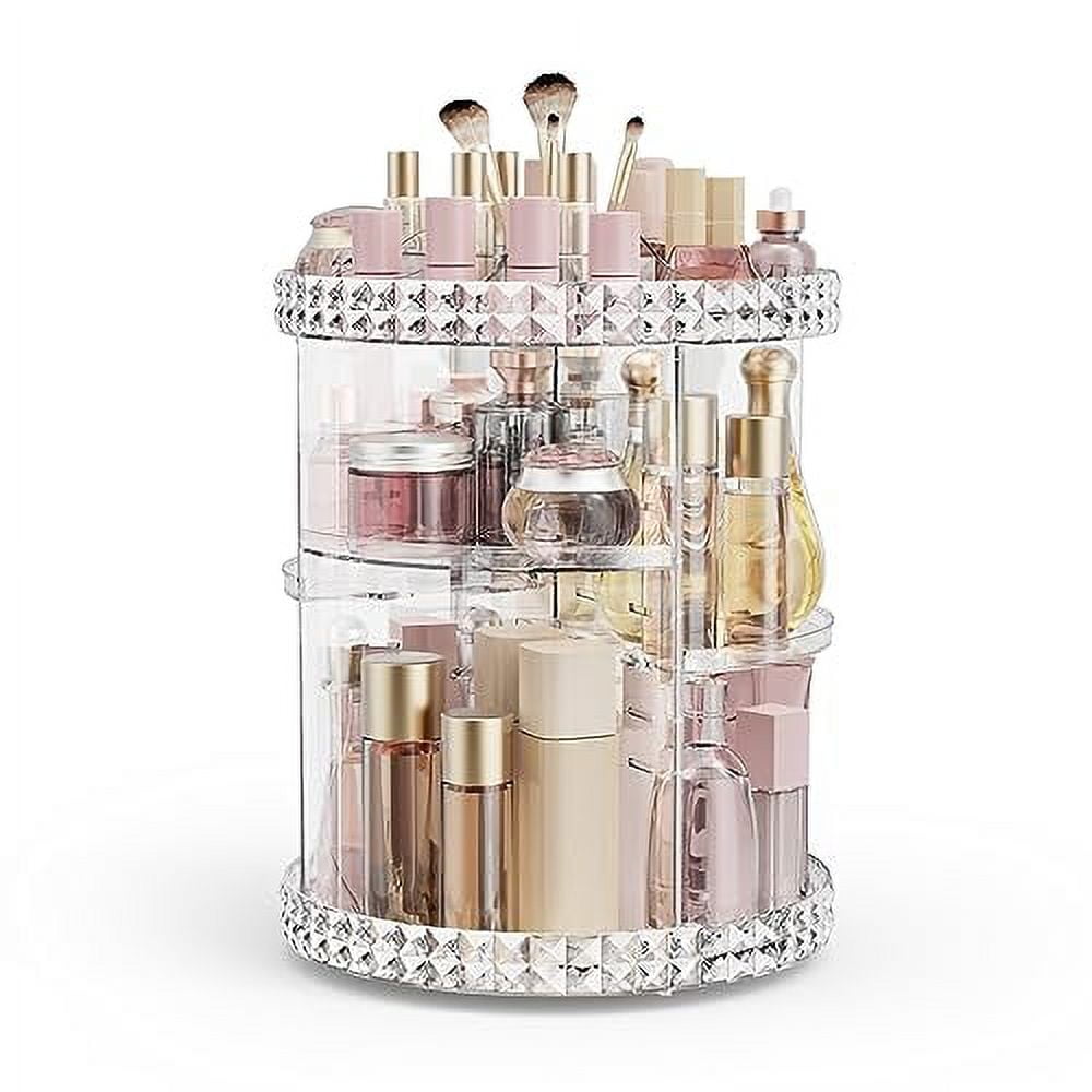 Rosoenvi Rotating Makeup Organizer, 360Â° Spinning Skincare Organizers, Adjustable Layer