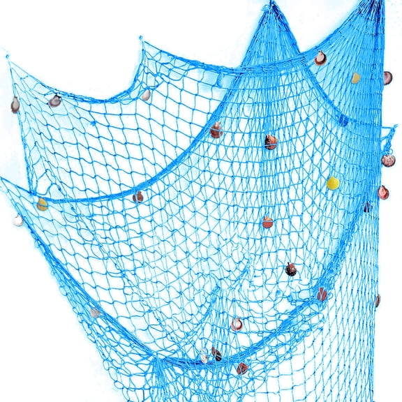 Rosoz 2 Pack Decorative Fishing Net with Shells, 79x59 Inch Handmade Cotton Wall Hanging for Beach Party, Home Decor,Wedding & Photography Backdrop