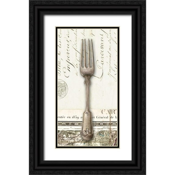 Ross, Devon 11x18 Black Ornate Wood Framed with Double Matting Museum Art Print Titled - French Cuisine Fork