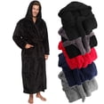 thumbnail image 1 of Ross Michaels Men's Big & Tall Robe with Hood, Full Length Long Plush Fleece Bathrobe - 2X Large/3X Large, Jet Black, 1 of 6
