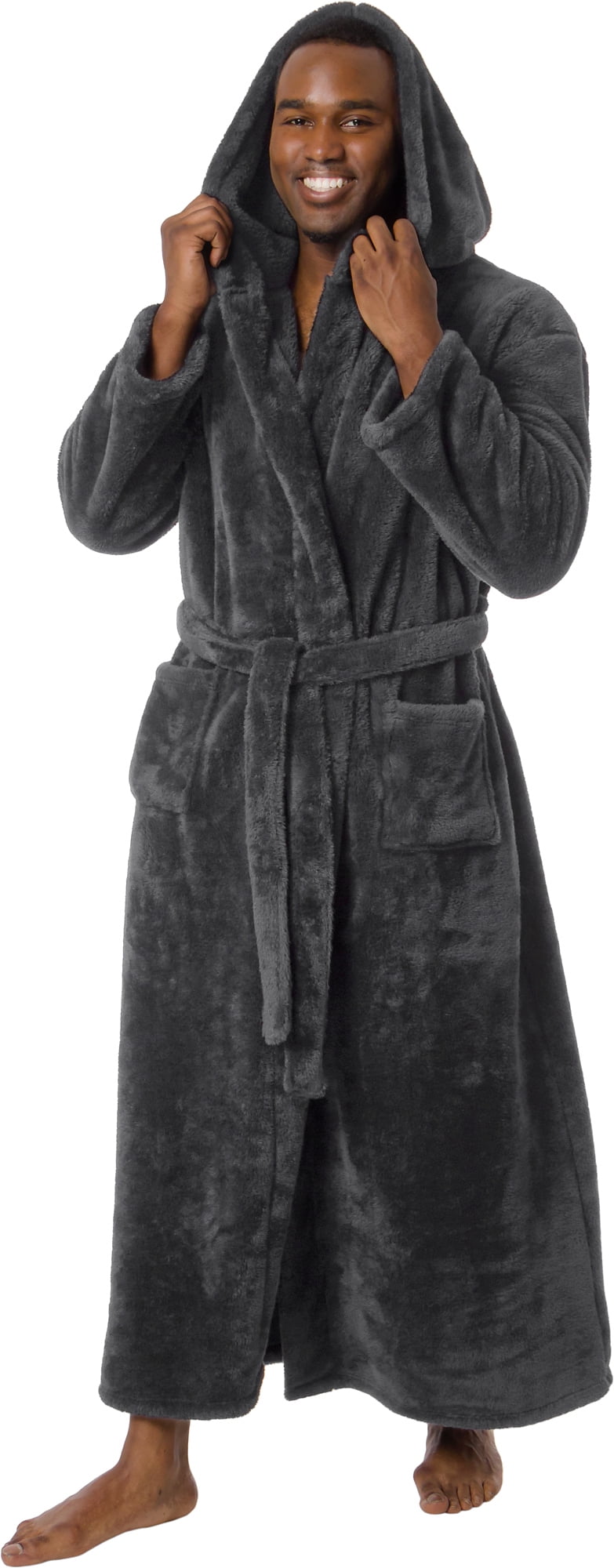Ross Michaels Mens Robe Big & Tall with Hood - Long Plush 400GSM