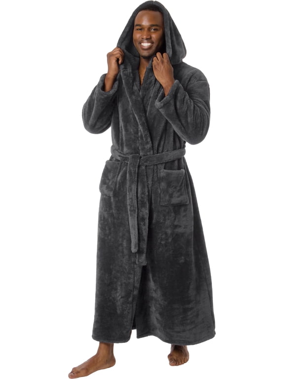 Mens Luxury Hooded Full Length Big and Tall Long Bath Robe