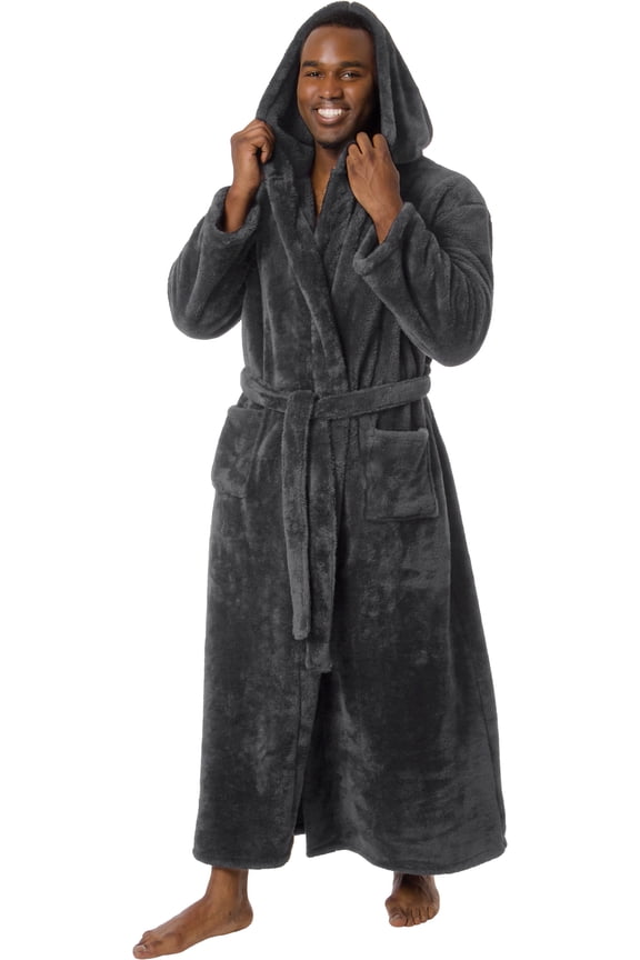 Mens Luxury Hooded Full Length Big and Tall Long Bath Robe
