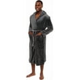 thumbnail image 1 of Ross Michaels Mens Plush Shawl Collar Kimono Hooded Bath Robe (Grey, L/XL), 1 of 2