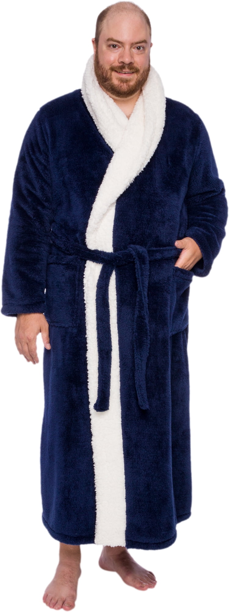 Ross Michaels Mens Robe Big & Tall Long Plush 400GSM Luxury Sherpa