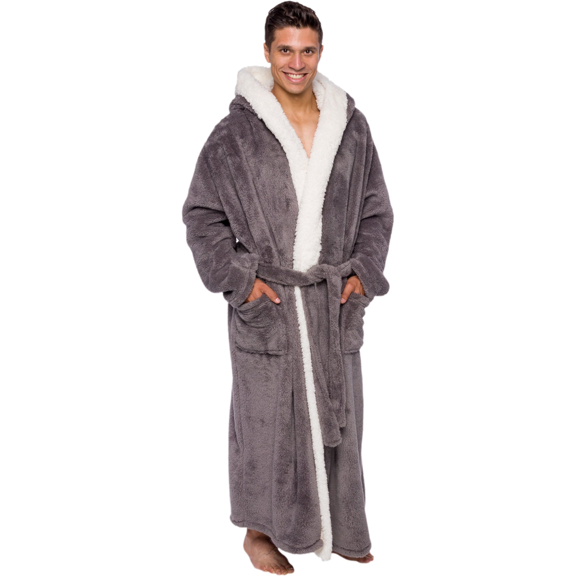 Ross Michaels Men's Plush Hooded Bathrobe