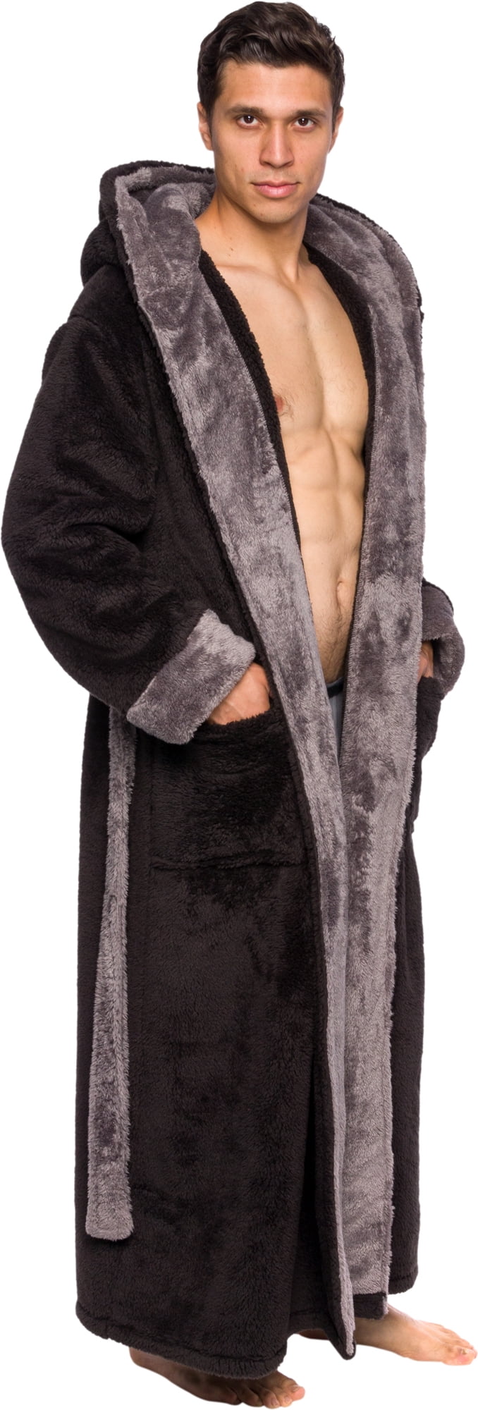 Ross Michaels Mens Robe Big & Tall with Hood Long Plush 400GSM Luxury