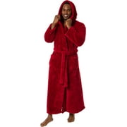ROSS MICHAELS Mens Robe Big & Tall with Hood - Long Plush 400GSM Luxury Fleece Bathrobe with Shawl Collar (Red, XX-Large)
