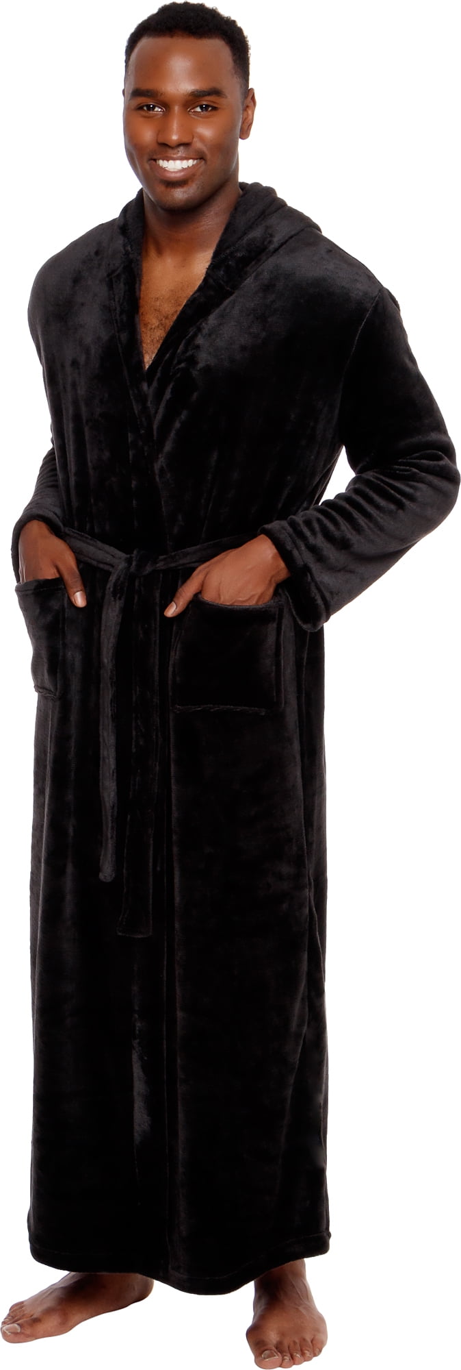 Ross Michaels Mens Robe Big & Tall with Hood Long Plush Shawl Collar