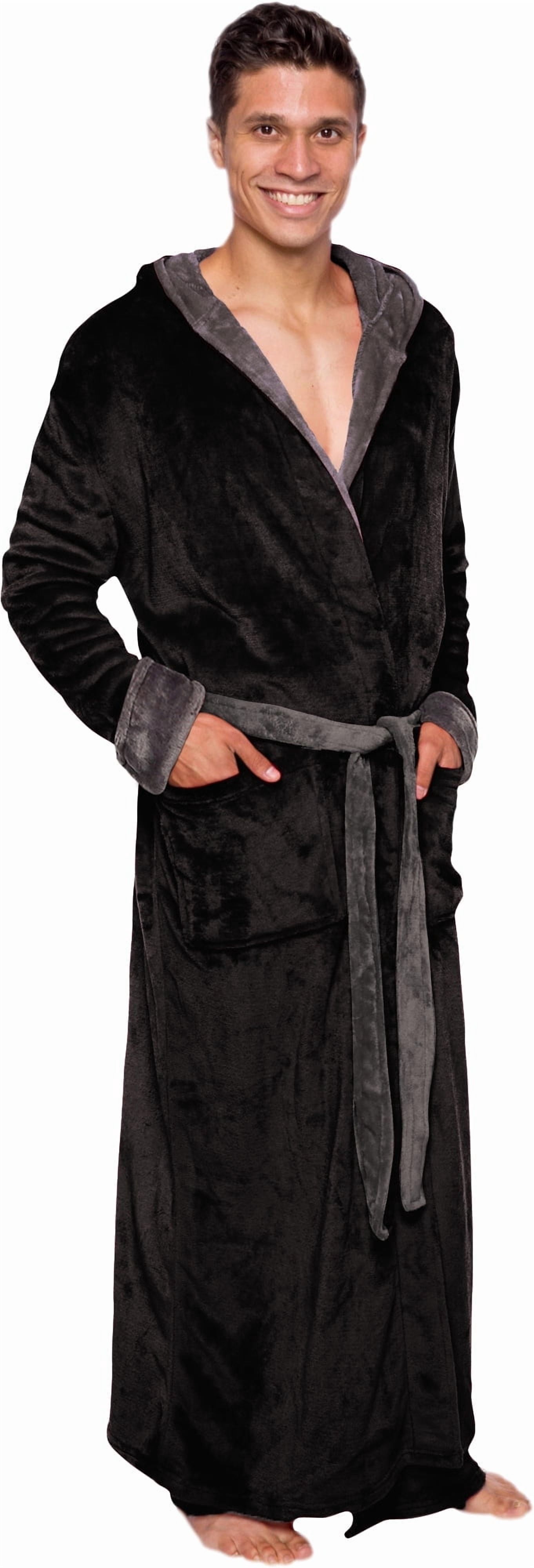 Ross Michaels Mens Robe Big & Tall with Hood - Long Plush Shawl Collar ...