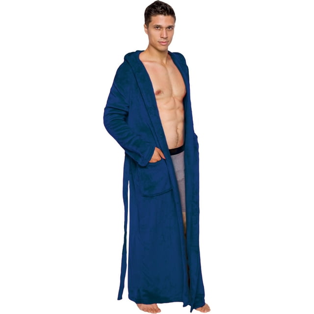 Ross Michaels Mens Robe Big & Tall with Hood Long Plush Shawl Collar