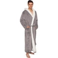 thumbnail image 1 of Ross Michaels Mens Robe Big & Tall with Hood - Long Plush Sherpa Lined Fleece Bathrobe (Gray, XX-Large), 1 of 6