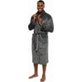 thumbnail image 1 of Ross Michaels Mens Robe - Mid Length - Plush Shawl Collar Fleece Bathrobe (Grey, XXL), 1 of 2