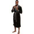 thumbnail image 1 of Ross Michaels Men's Robe - Mid Length - Plush Shawl Collar Two Tone Bathrobe (Black & Grey, S/M), 1 of 2