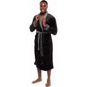 Ross Michaels Mens Robe - Mid Length - Plush Shawl Collar Two Tone Bathrobe Black & Grey, S/M