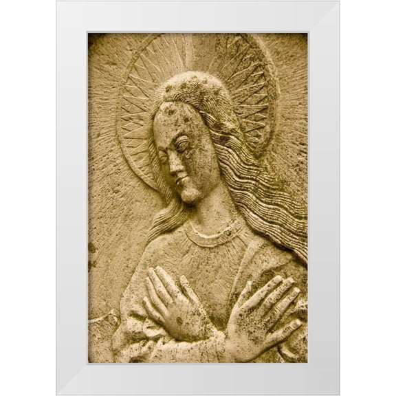 Ross, Nancy ,  Steve 11x14 White Modern Wood Framed Museum Art Print Titled - Poland, Gdansk Bas relief of religious icon