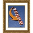thumbnail image 1 of Ross, Nancy ,  Steve 12x14 Gold Ornate Wood Framed with Double Matting Museum Art Print Titled - Washington, Cle Elum Detail of plain motel sign, 1 of 4