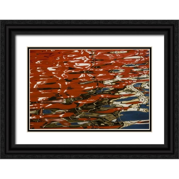 Ross, Nancy , Steve 14x11 Black Ornate Wood Framed with Double Matting Museum Art Print Titled - Finland, Helsinki Abstract reflection of ship