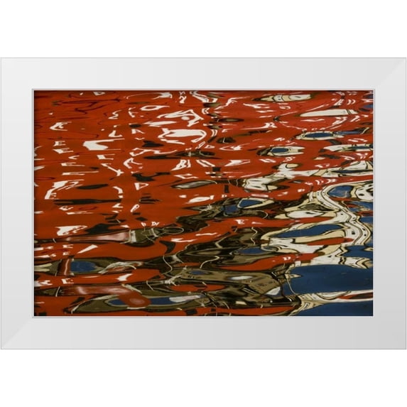 Ross, Nancy , Steve 14x11 White Modern Wood Framed Museum Art Print Titled - Finland, Helsinki Abstract reflection of ship