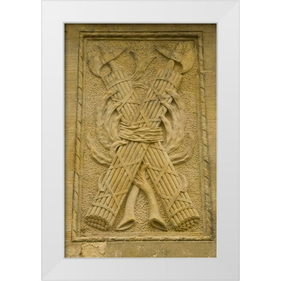 Ross, Nancy , Steve 22x32 White Modern Wood Framed Museum Art Print Titled - Poland, Gdansk Bas relief on side of building