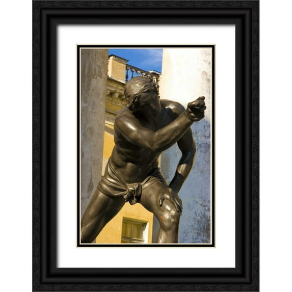 Ross, Nancy , Steve 23x32 Black Ornate Wood Framed with Double Matting Museum Art Print Titled - Russia, Pushkin Statue at Alexander Palace