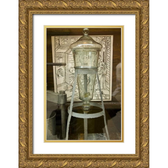 Ross, Nancy , Steve 23x32 Gold Ornate Wood Framed with Double Matting Museum Art Print Titled - Poland, Gdansk Glass apothecary jar a Pharmacy