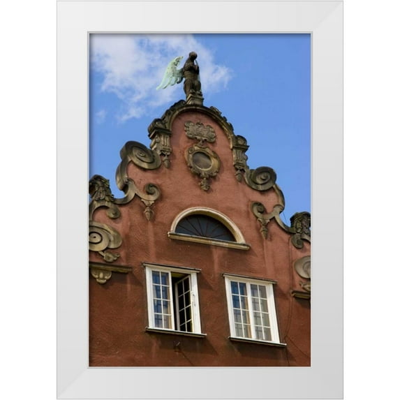 Ross, Nancy , Steve 23x32 White Modern Wood Framed Museum Art Print Titled - Poland, Gdansk Detail of Old Town roofline