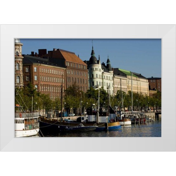 Ross, Nancy , Steve 24x17 White Modern Wood Framed Museum Art Print Titled - Finland Overview of Helsinki from harbor