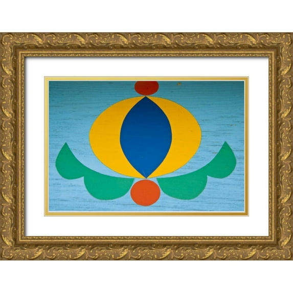 Ross, Nancy , Steve 32x23 Gold Ornate Wood Framed with Double Matting Museum Art Print Titled - Poland, Gdansk Painted design on wood