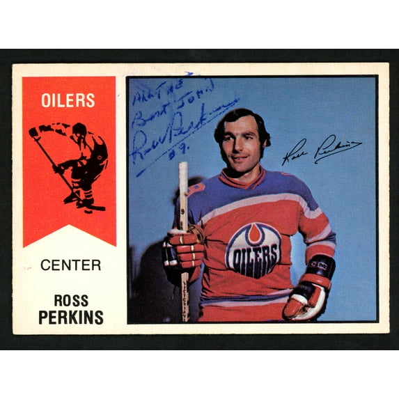 Ross Perkins Autographed 1974-75 WHA O-Pee-Chee Card #39 Edmonton Oilers "To John" SKU #151914