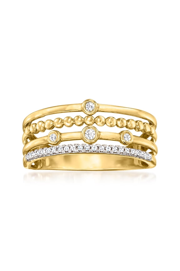 0.10 ct. t.w. Bezel-Set Diamond Multi-Row Ring in 14kt Yellow Gold, Women's, Adult