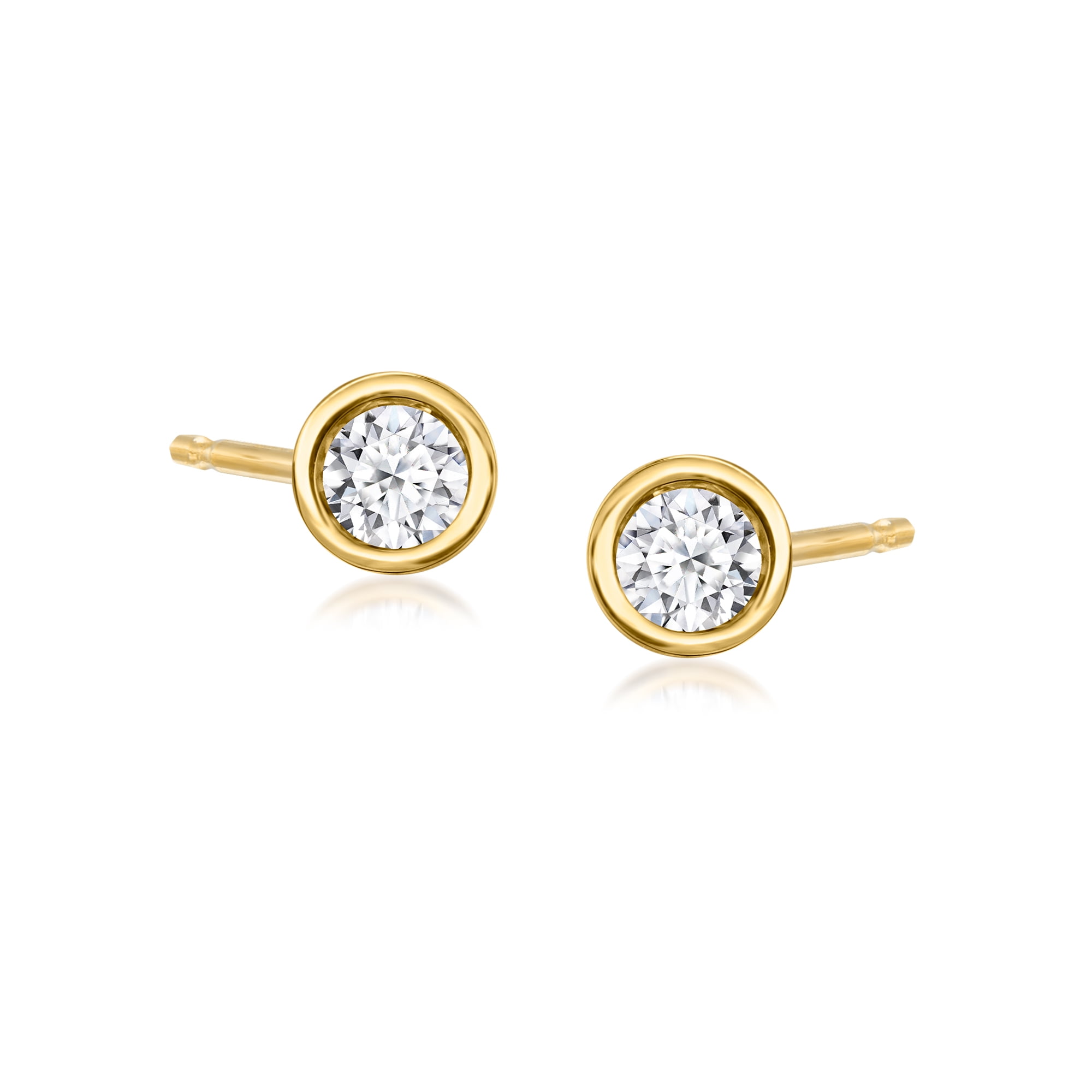 ROSS-SIMONS 0.10 ct. t.w. Bezel-Set Lab-Grown Diamond Stud Earrings in 18kt Gold Over Sterling, Women's, Adult