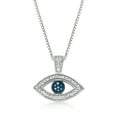 thumbnail image 1 of Ross-Simons 0.10 ct. t.w. Blue and White Diamond Evil Eye Pendant Necklace in Sterling Silver, Women's, Adult, 1 of 4