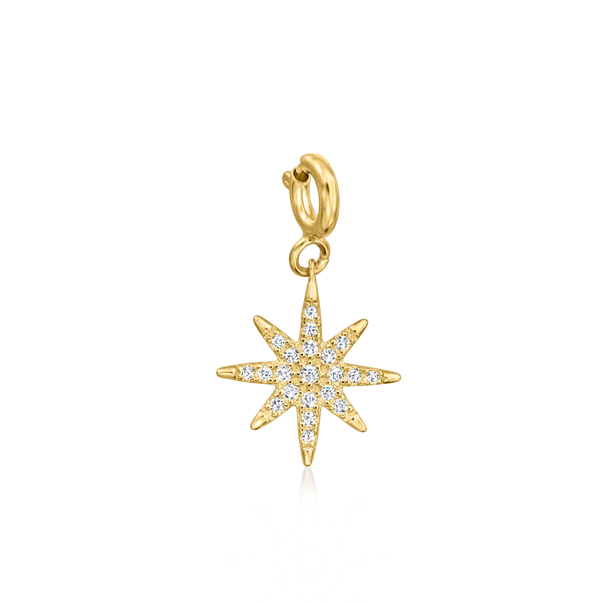 Ross-Simons 0.10 ct. t.w. CZ North Star Charm in 18kt Gold Over Sterling, Women's, Adult